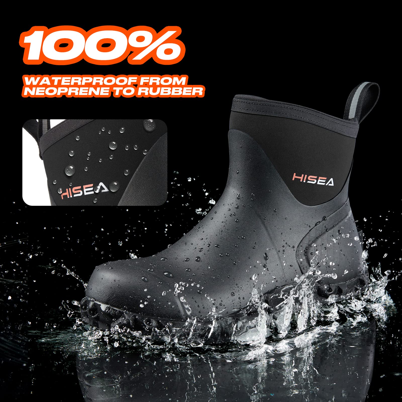 HISEA Men's Rubber Boots Ankle Rain Boots Waterproof Outdoor Mud Bootie for Lawn and Garden