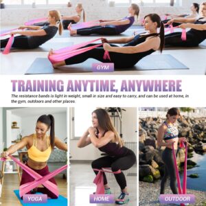 Resistance Bands for Physical Therapy Women, Extended 4.9FT Exercise Stretch Bands for Yoga, Pilates, Rehab, Fitness and Strength Training, Elastic Workout Bands with Training Poster(Purple)