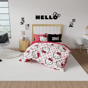 Franco Sanrio Hello Kitty Polka Dot Bedding 7 Piece Super Soft Comforter and Sheet Set with Sham, Queen, (100% Official Licensed Product) Collectibles