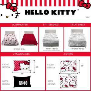 Franco Sanrio Hello Kitty Polka Dot Bedding 7 Piece Super Soft Comforter and Sheet Set with Sham, Queen, (100% Official Licensed Product) Collectibles