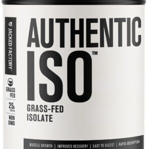 Jacked Factory Authentic ISO Grass Fed Whey Protein Isolate Powder - Low Carb, Non-GMO Muscle Building Protein w/No Fillers, Post Workout Recovery Unflavored - 2 LB 30 SV