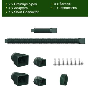 Ogutter Rain Gutter Downspout Extensions, Downspout Extender for Rainwater Drainage Flexible, Extendable 58"+66" Down Spout Drain Extension Pipes (2 Pack, Green)