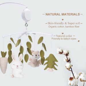 COTTONBEBE Crib mobile 35 Lullaby muisc, Organic Cotton Baby Mobiles for Cribs & Pack N Play, Easy to install, Stuffed Animals Hanging Toys Newborn Boys & Girls, Safari Nursery Decor