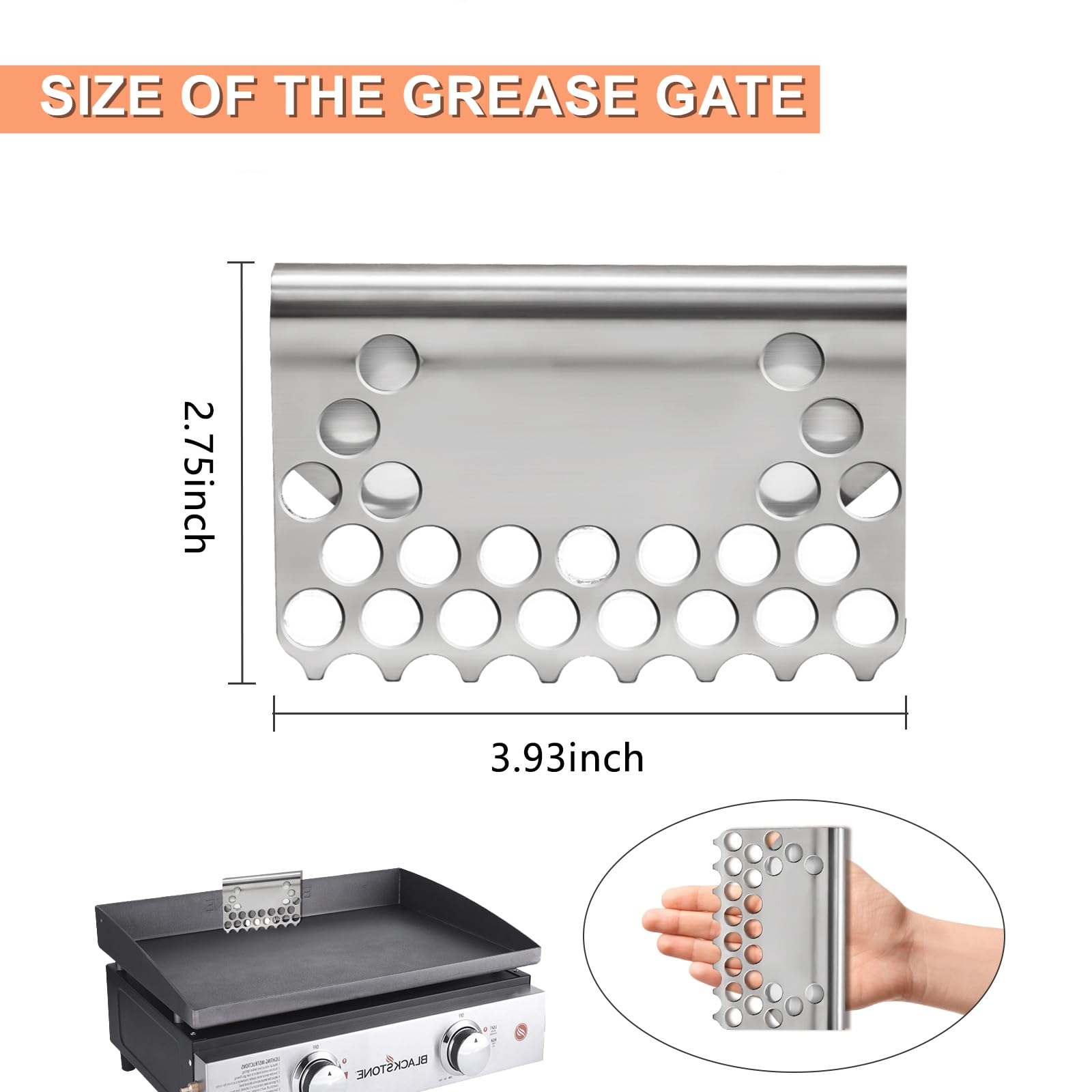 Begatter Grease Gate Spatula Holder Combo, Food Mesh Screen Blocks Food from Falling into Rear Grease Trap, Blackstone Griddle Accessories Universal Fit All Blackstone Grills, 2 PCS