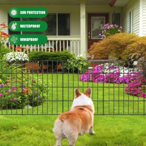 10 Pack Garden Fence Animal Barrier Fencing 1.44 inch Spacing Total 10.8ft (L) x 24in (H) Rustproof Metal Wire Yard Blocker Dog Fences Border for Outdoor Flower Bed Landscape Fencing Decor Black