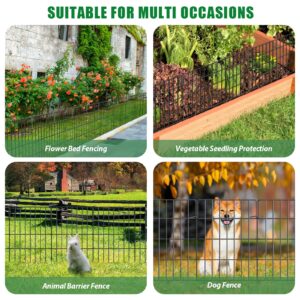 10 Pack Garden Fence Animal Barrier Fencing 1.44 inch Spacing Total 10.8ft (L) x 24in (H) Rustproof Metal Wire Yard Blocker Dog Fences Border for Outdoor Flower Bed Landscape Fencing Decor Black