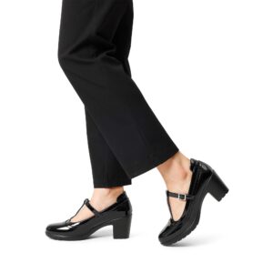 DREAM PAIRS Women's Classic Oxfords T-Strap Mary Jane Dress Shoes, Size 8.5, BLACK-PAT