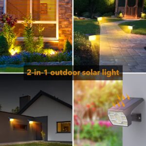 Kaxiida Solar Lights Outdoor Waterproof, IP68 Adjustable SpotLights Wall Lights in One, 56LEDs Solar SpotLights, for Garden Pool Courtyard Driveway-Warm White