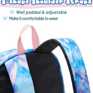 BLUEFAIRY Middle School Backpacks for Girls Teens Ages 8-10 Galaxy Backpack High School Bags Padded Straps Large Book Bag Bookbag for Teenagers Blue 17"