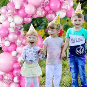 GRESAHOM Pink Balloon Garland Arch Kit - 5 12 18 Inch Balloons Different Sizes DIY Decoration Set Perfect for Birthday Wedding and Events