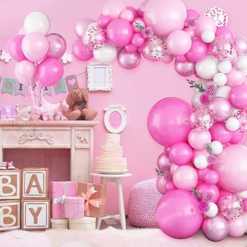 GRESAHOM Pink Balloon Garland Arch Kit - 5 12 18 Inch Balloons Different Sizes DIY Decoration Set Perfect for Birthday Wedding and Events