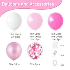 GRESAHOM Pink Balloon Garland Arch Kit - 5 12 18 Inch Balloons Different Sizes DIY Decoration Set Perfect for Birthday Wedding and Events