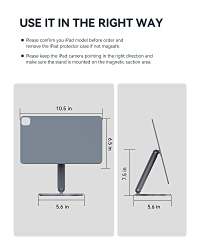 LULULOOK Magnetic iPad Stand for iPad Air 13-inch M2 (2024), 360° Rotating Aluminum Alloy Tablet Stand for Desk Foldable iPad Holder for iPad Pro 12.9'' 6th/5th/4th/3rd