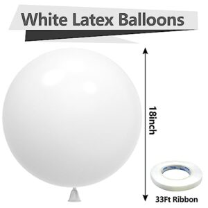 Bezente White Balloons 18 Inch - 30 Pack Large Thick White Balloons Big Round White Latex Balloons for Wedding Baby Shower Anniversary Birthday Party Decorations