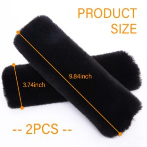 2PCS Fluffy Car Seatbelt Covers - Soft&Comfortable Plush Seat Belt Cushion Protects Shoulder - Universal Seat Belt Covers for Adults or Children Fits Car Truck SUV Van RV (Black/2pcs)