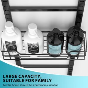 Moforoco Over The Door Shower Caddy, Hanging Shower Organizer Storage, 4-Tier Black Over The Door Pantry Organizer for Inside Shower, Home & Kitchen Organization