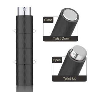 LISAPACK 8ML Perfume Atomizer Spray Bottle (2 PCS) Empty Cologne Dispenser Portable (Black, Grey)