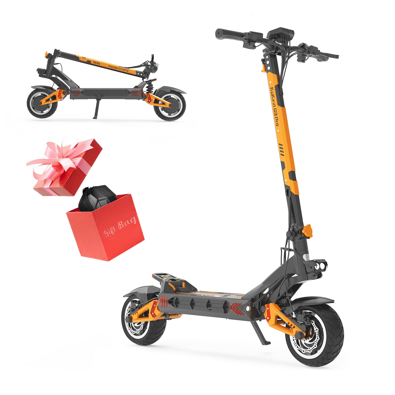 KuKirin G3Pro Electric Scooter Adults, 2400W Dual Motor, 52V/23AH Portable High Capacity Battery, Up to 49Miles Range & 40MPH Max Speed, 10" Off Road Tires, Foldable Electric Scooter