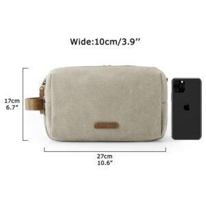 BAGSMART Toiletry Bag for Men, Canvas Travel Toiletry Organizer Dopp Kit Water-resistant Shaving Bag for Toiletries Accessories,Beige-Medium