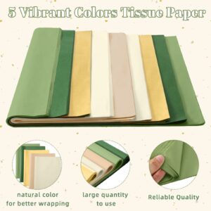 Jetec 300 Sheets Sage Green Tissue Paper Willow Green Gift Wrapping Paper Multicolored Tissue Paper Bulk Art Tissue for Wedding Baby Shower Valentines Birthday Party Decoration DIY Crafts(Solid)