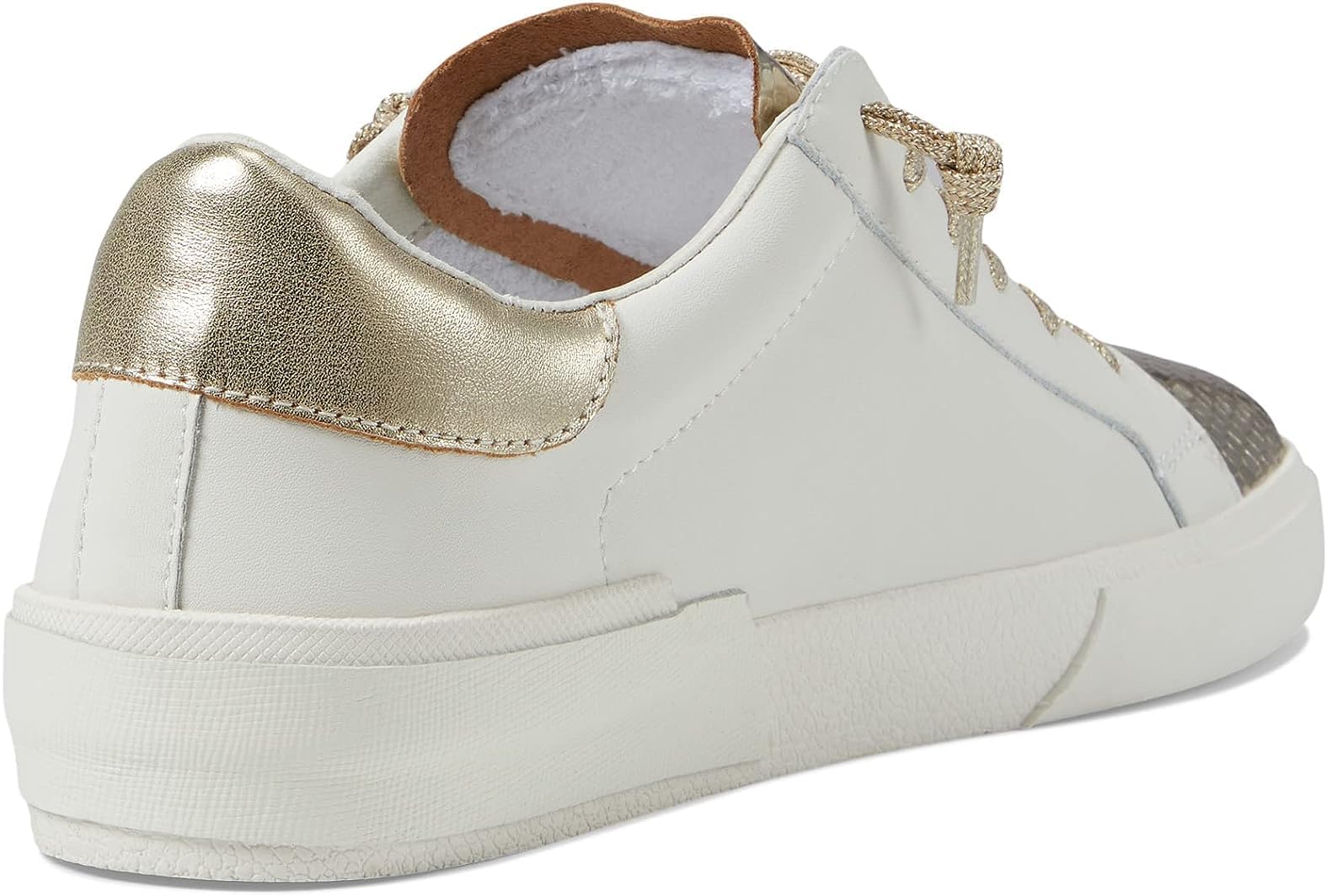 Dolce Vita Women's Zina Sneaker, White/Gold Leather, 8