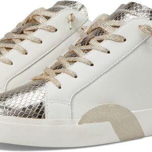 Dolce Vita Women's Zina Sneaker, White/Gold Leather, 8