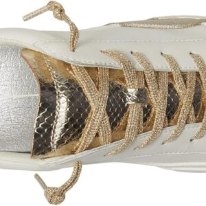 Dolce Vita Women's Zina Sneaker, White/Gold Leather, 8