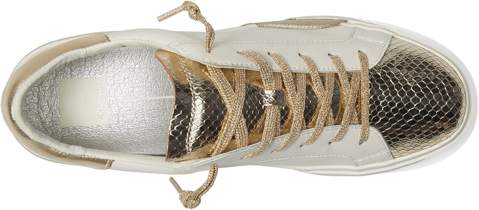 Dolce Vita Women's Zina Sneaker, White/Gold Leather, 8