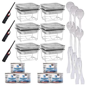 vezee chafing dish buffet 42-piece serving kit with fuel, racks, aluminum pans, utensils & lighters