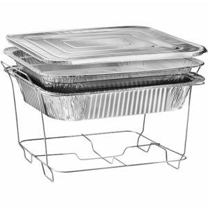 VEZEE Chafing Dish Buffet 42-Piece Serving Kit with Fuel, Racks, Aluminum Pans, Utensils & Lighters