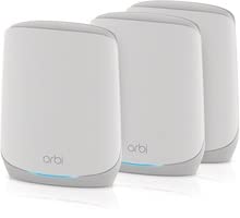 netgear orbi rbk763-100nar ax5400 tri-band wifi 6 mesh system, 5.4gbps, router and 2 satellites (renewed)