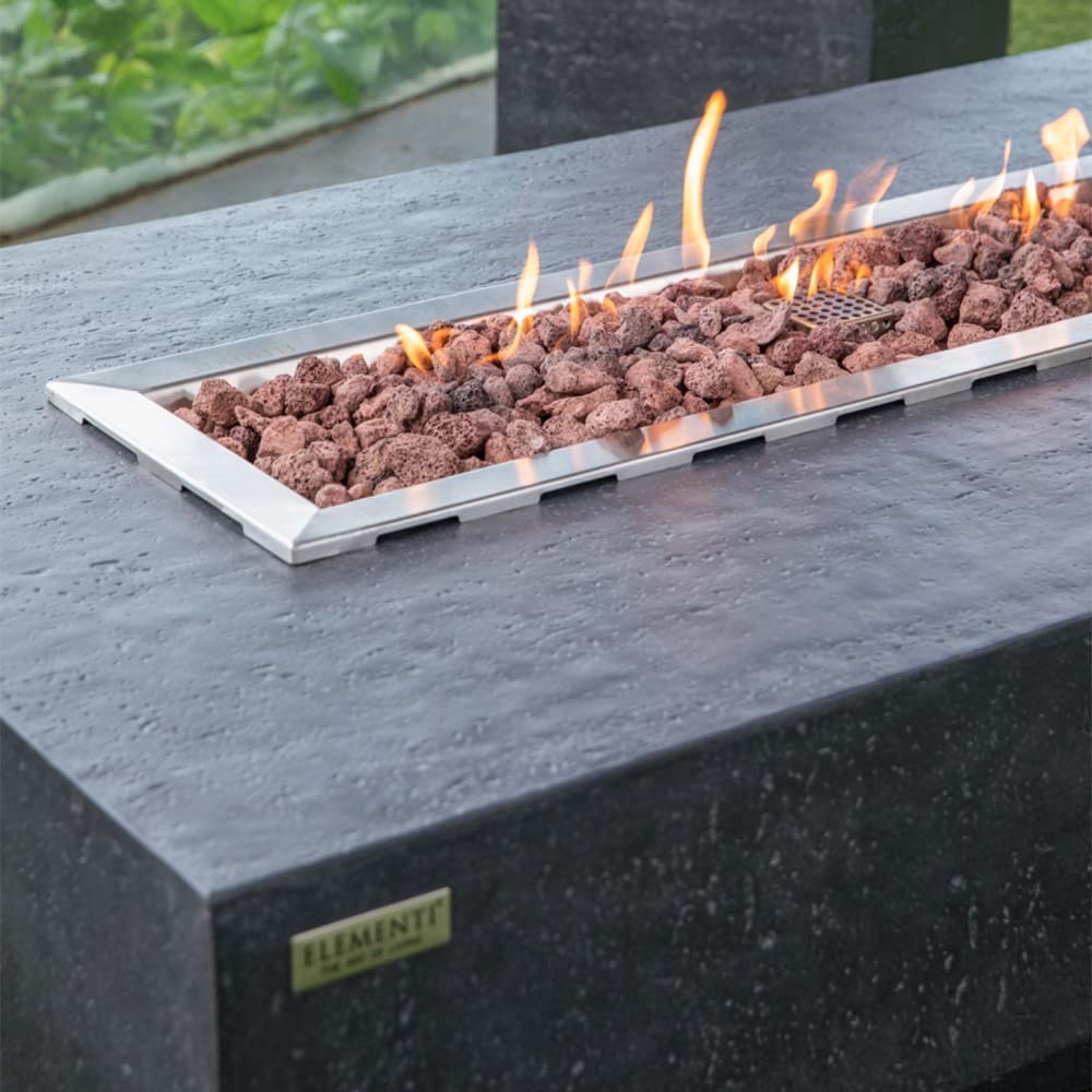 Elementi Hampton Propane Fire Pit for Outside Outdoor Fire Pit Table Smokeless Firepit Concrete Rectangular Fire Table Patio Heater Fireplace 45000 BTUs - Dark Grey, 56 x 32 Inches