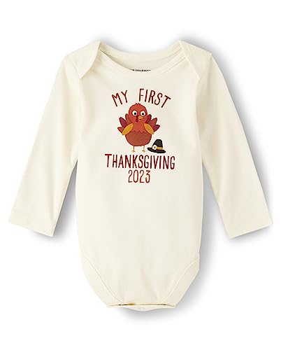 The Children's Place Unisex-Baby And Newborn Long Sleeve Graphic Bodysuit My First Thanksgiving 6-9 Months