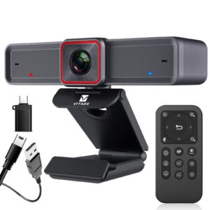 vitade 4k webcam with ai-powered framing,remote control web camera/10x digital zoom 4k 30fps web cam with usb 3.0 hdr/dual noise cancelling microphones for pc mac, streaming, video call, zoom, skype