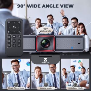 VITADE 4K Webcam with AI-Powered Framing,Remote Control Web Camera/10X Digital Zoom 4k 30fps Web cam with USB 3.0 HDR/Dual Noise Cancelling Microphones for PC Mac, Streaming, Video Call, Zoom, Skype