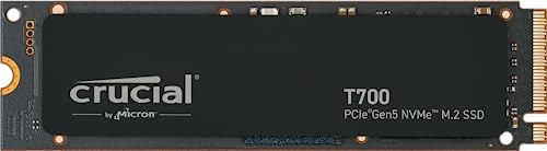 Crucial T700 4TB Gen5 NVMe M.2 SSD - Up to 12,400 MB/s - DirectStorage Enabled - CT4000T700SSD3 - Gaming, Photography, Video Editing & Design - Internal Solid State Drive