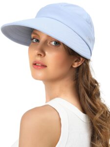 sun hats for womens wide brim visor uv protection dual purpose hat for beach summer packable hat(blue)