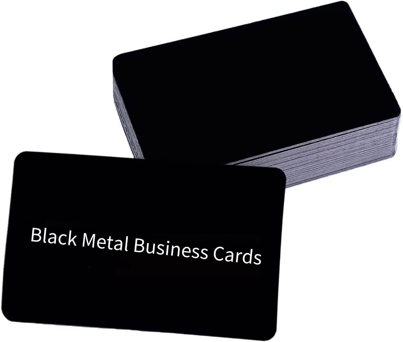 Kussiny, 100 Pack Black Metal Business Cards Blank Engraved Name Card Sublimation Aluminum