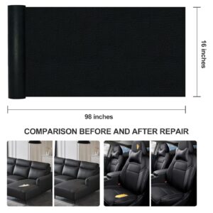 aididan Leather Repair Patch,Leather Repair Tape,Black 98×16 Inch Furniture Self Adhesive Leather Couch Patch Vinyl Repair Kit for Sofas,Handbags,Car Seats,Office Seats,Leather Goods Trim Tape.