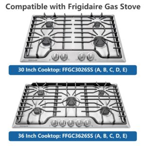 Upgraded A03546301/02/03 5304525746 5304504839 Gas Cooktop Knobs for Frigidaire Stove, Laser Engraving Sign Knob for Frigidaire Cooktop FFGC3026SS FFGC3626SS (Long Stem, Size:2.24IN, Material:ABS749)