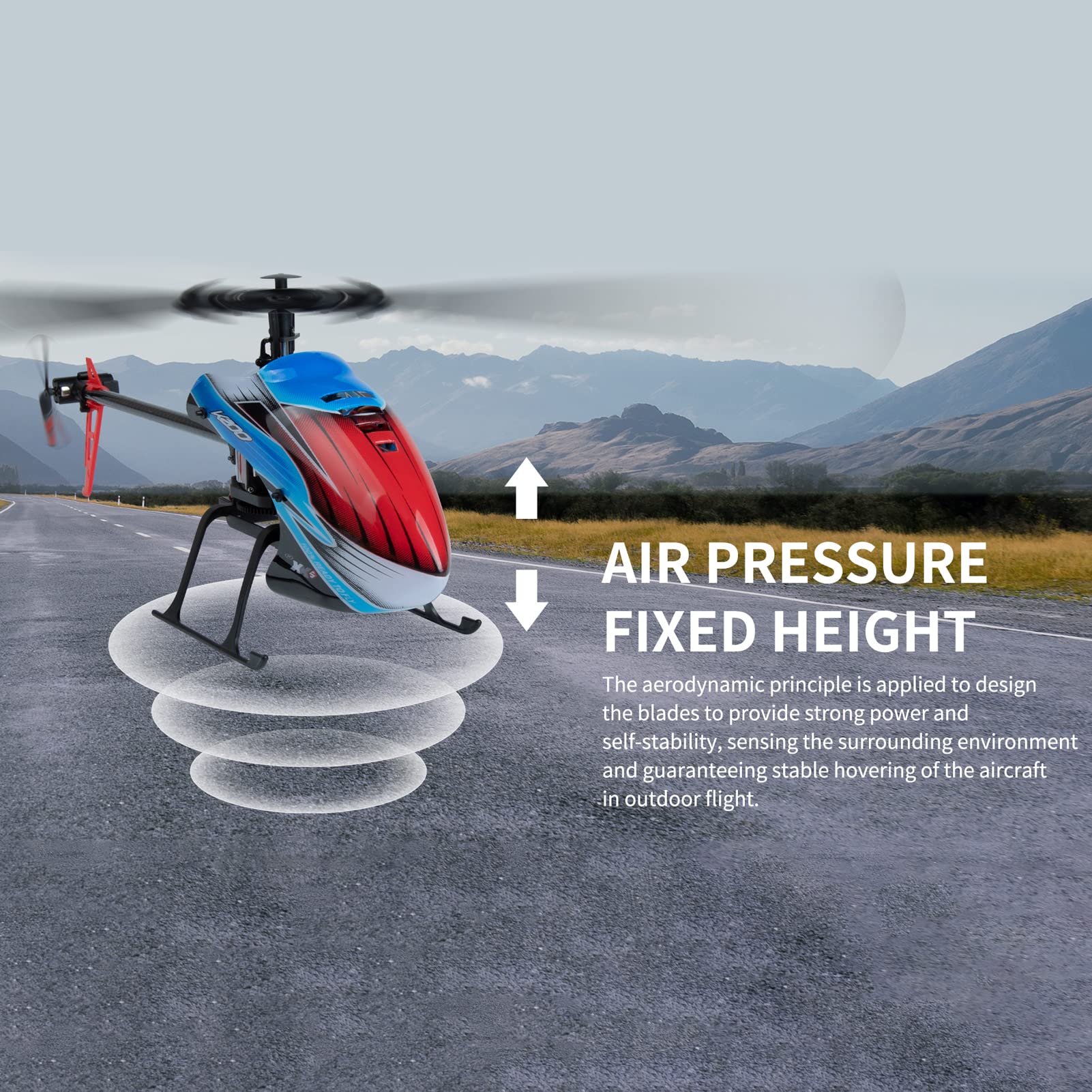 GoolRC RC Helicopter, WLtoys XK K200 Remote Control Helicopter, 2.4GHz 4 Channel RC Aircraft with 6-Axis Gyro, Optical Flow Positioning, Altitude Hold, One Key Take Off/Landing, Easy to Fly for Adults