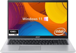 acer 2023 aspire 5 15.6 inch slim laptop, 11th gen intel i3-1115g4 dual core processor, 8gb ram, 256gb pcie ssd, fhd ips display, wifi 6, windows 11 home in s mode, siver, w/saz usb cable