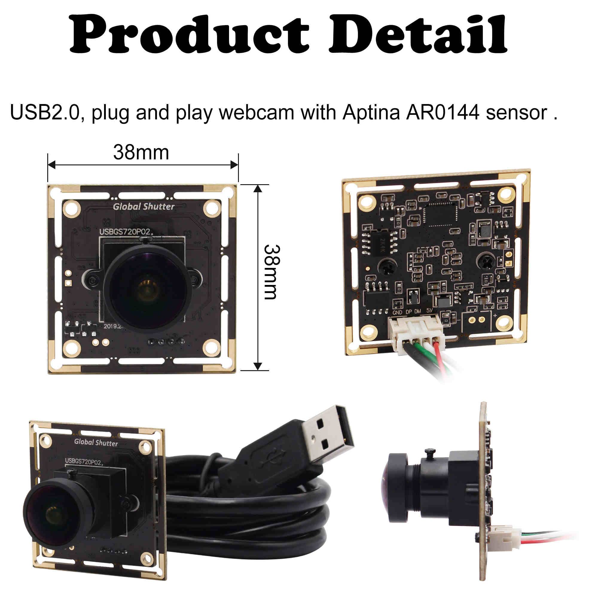 IFWATER 60fps Global Shutter USB Camera Module with 170° Fisheye Lens,High Speed 720P Aptina AR0144 Camera for Industrial Applications with Jetson Nano,Laptop,Raspberry Pi