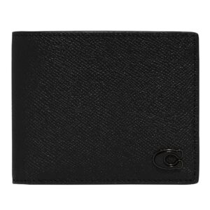 coach 3-in-1 wallet in cross grain leather, black, one size