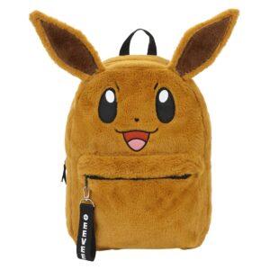 bioworld pokemon plush eevee 16" backpack with chunk webbing puller