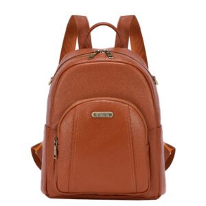 genuine leather backpack purse women satchel handbags convertible anti-theft work shoulder bag brown