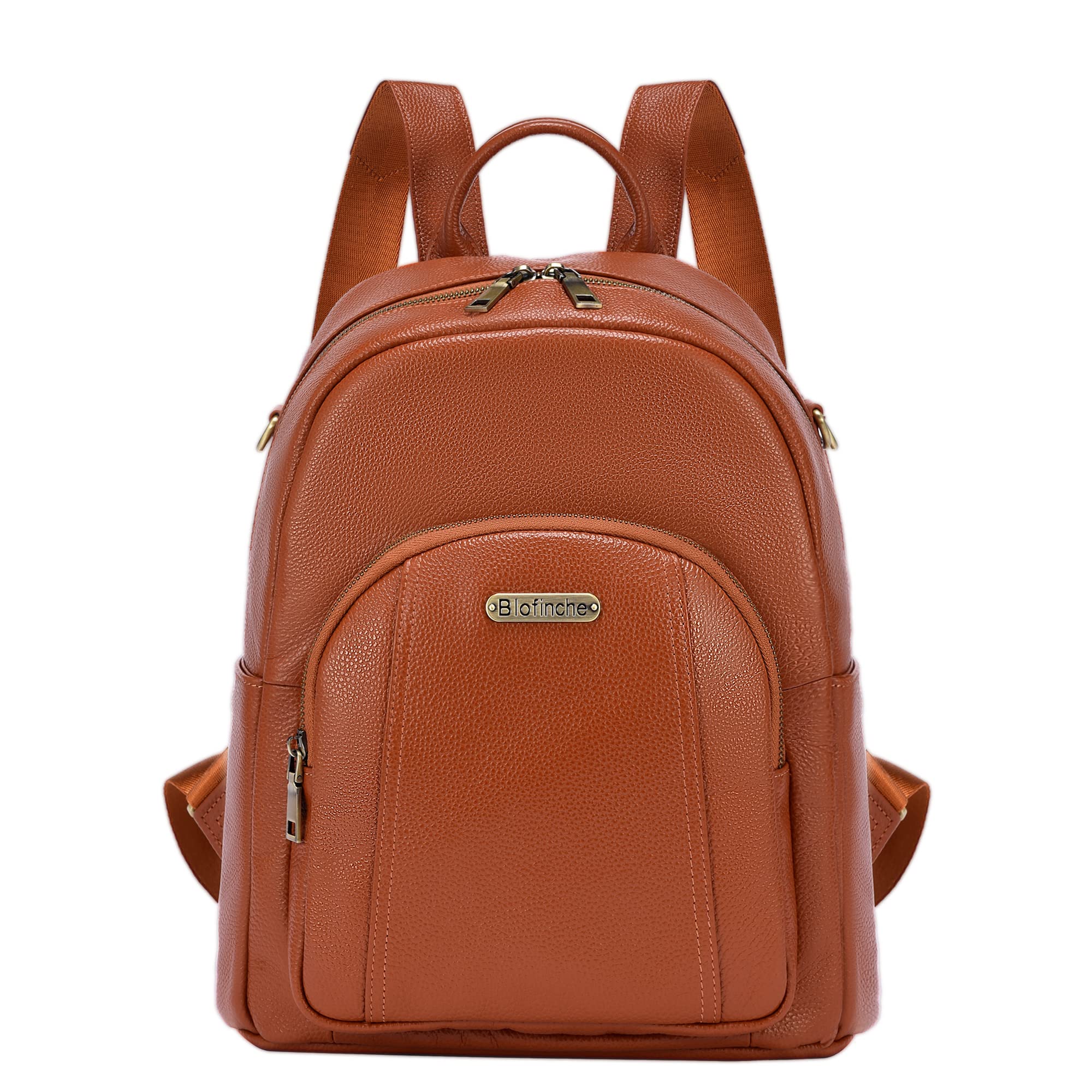 Genuine Leather Backpack Purse women satchel handbags Convertible Anti-theft work Shoulder bag Brown