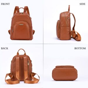 Genuine Leather Backpack Purse women satchel handbags Convertible Anti-theft work Shoulder bag Brown