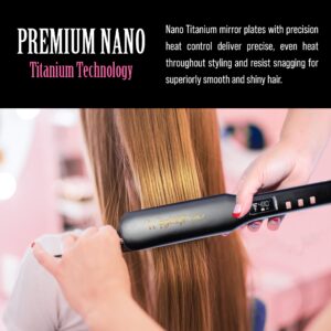 Flat Iron Hair Straightener & Curling Wand, WAVYPOP PRO 100% Pure Titanium Pink 1" | Professional Straightening Hair Iron with Ceramic Heater and Auto Shut Off | Dual Voltage & Adjustable Temp