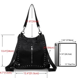 Cortelay Backpack Purse for Women Leather Ladies Fashion Designer Rivet Studded Travel Convertible Crossbody Shoulder Bag